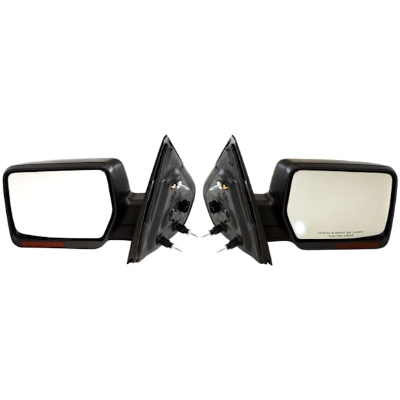 Driver and Passenger Side Mirror, Power Adjust, Heated, Power Folding, Textured Black, In-housing Signal Light, No Memory, With Puddle Light, No Auto-Dim, No Blind Spot Feature