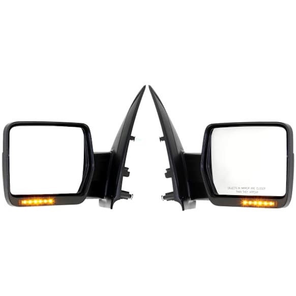 Driver and Passenger Side Mirror, Power Adjust, Heated, Power Folding, Chrome, In-housing Signal Light, With Memory, With Puddle Light, No Auto-Dim, No Blind Spot Feature