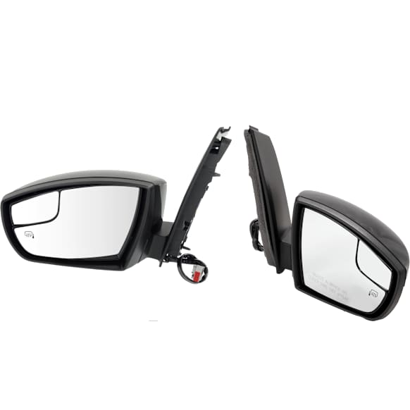 Driver and Passenger Side Mirror, Power Adjust, Heated, Manual Folding, Paintable, In-housing Signal Light, No Memory, With Puddle Light, No Auto-Dim, With Blind Spot Glass