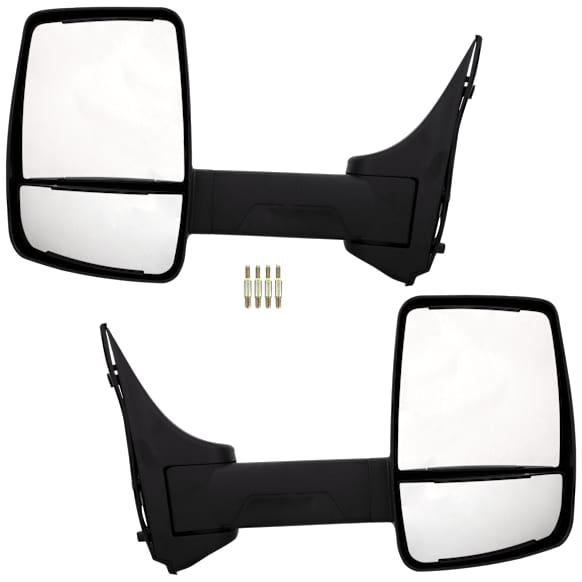 4-bolt mount, Driver and Passenger Side Towing Mirror, Manual Adjust, Non-Heated, Manual Folding, Textured Black