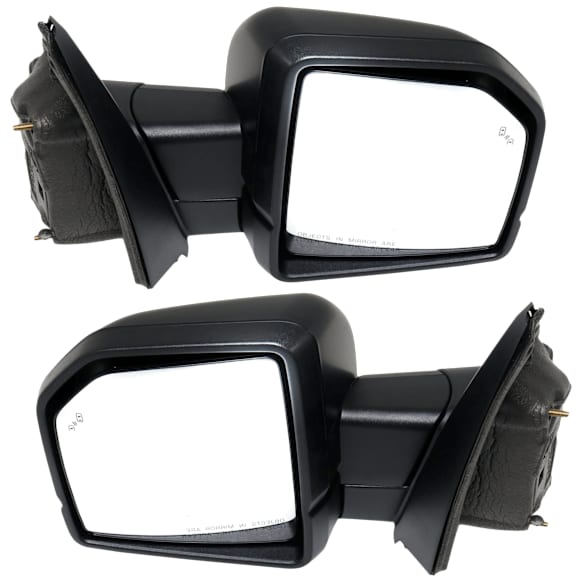 Driver and Passenger Side Mirror, Power Adjust, Heated, Power Folding, Paintable, In-housing Signal Light, With Memory, With Puddle Light, No Auto-Dim, With Blind Spot Detection in Glass