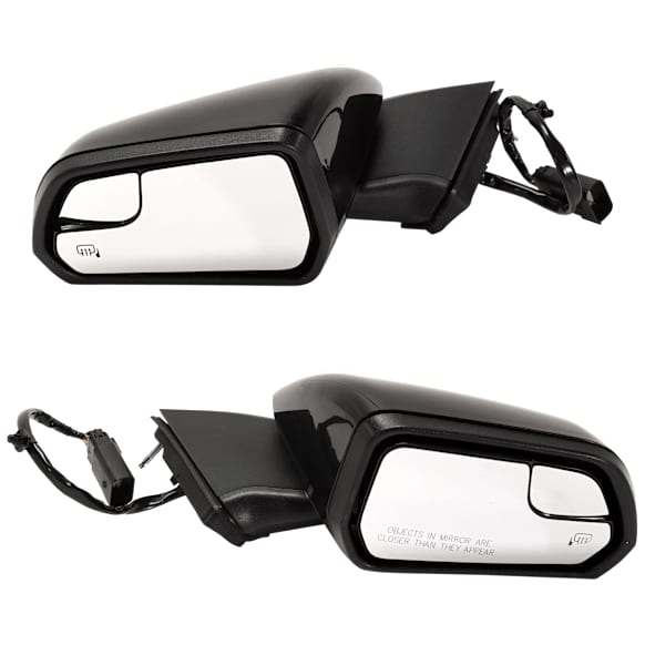 Driver and Passenger Side Mirror, Power Adjust, Heated, Manual Folding, Paintable, In-housing Signal Light, No Memory, With Puddle Light, No Auto-Dim, With Blind Spot Glass