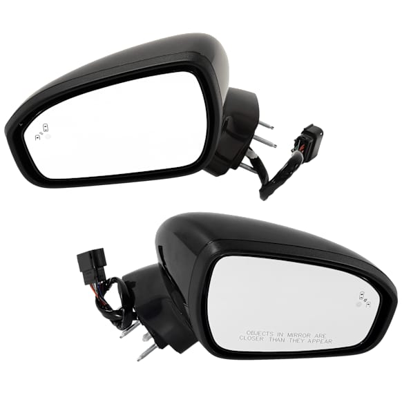 Driver and Passenger Side Mirrors, Power Adjust, Manual Folding, Heated, Paintable, In-housing Signal Light, With memory, With Puddle Light, No Auto-Dimming, With Blind Spot Detection in Glass