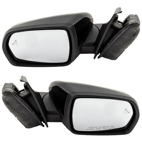 Driver and Passenger Side Mirror, Power Adjust, Heated, Manual Folding, Paintable, In-housing Signal Light, No Memory, With Puddle Light, No Auto-Dim, With Blind Spot Detection in Glass