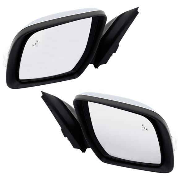 Driver and Passenger Side Mirrors, Power, Power Folding, Heated, Chrome, In-Housing Signal Light, No Memory, With Puddle Light, No Auto-Dimming, With Blind Spot Glass
