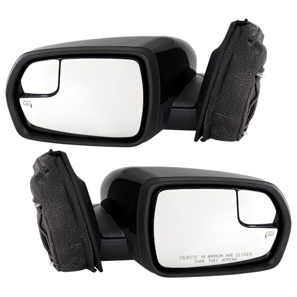 Driver and Passenger Side Mirror, Power Adjust, Heated, Manual Folding, Paintable, In-housing Signal Light, With Memory, With Puddle Light, No Auto-Dim, With Blind Spot Glass