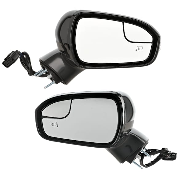 Driver and Passenger Side Mirror, Power Adjust, Heated, Manual Folding, Paintable, In-housing Signal Light, No Memory, With Puddle Light, No Auto-Dim, No Blind Spot Feature