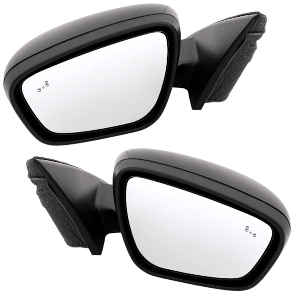 Driver and Passenger Side Mirror, Power Adjust, Non-Heated, Manual Folding, Textured Black, No Signal Light, No Memory, No Puddle Light, No Auto-Dim, With Blind Spot Detection in Glass