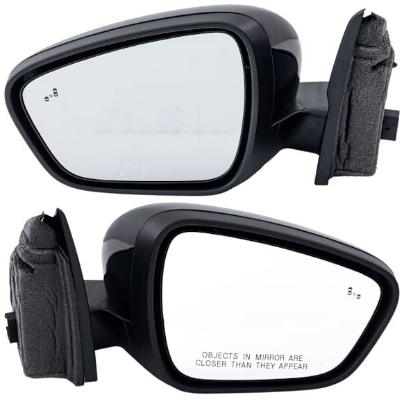 Driver and Passenger Side Mirror, Power Adjust, Heated, Manual Folding, Paintable, No Signal Light, With Memory, No Puddle Light, No Auto-Dim, With Blind Spot Detection in Glass