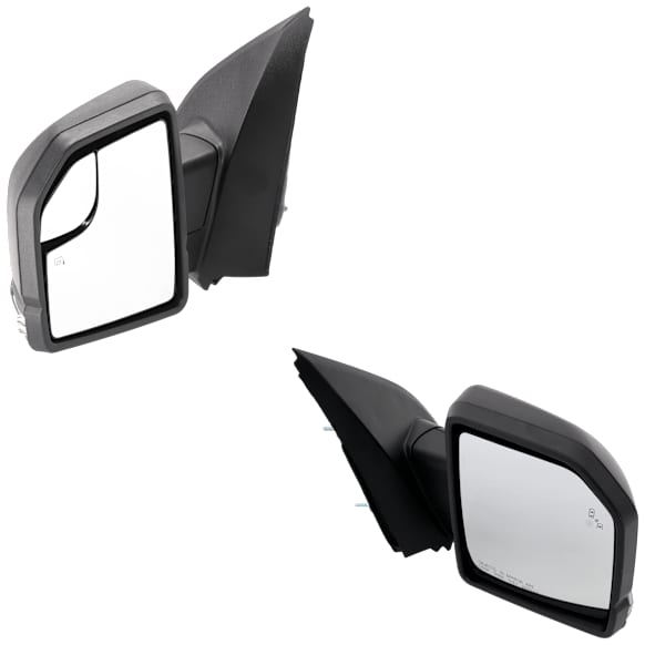 Driver and Passenger Side Mirror, Power Adjust, Heated, Manual Folding, Textured Black, In-housing Signal Light, No Memory, Driver Side - No Puddle Light; Passenger Side - With Puddle Light