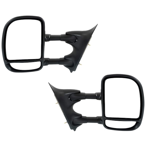 Driver and Passenger Side Towing Mirrors, Manual Adjust, Manual Folding, Non-Heated, Textured Black, No Signal Light, No Memory, No Puddle Light, No Auto-Dimming