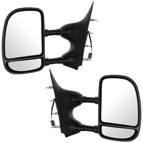 Driver and Passenger Side Towing Mirror, Power Adjust, Non-Heated, Manual Folding, Textured Black, No Signal Light, No Memory, No Puddle Light, No Auto-Dim, No Blind Spot Feature