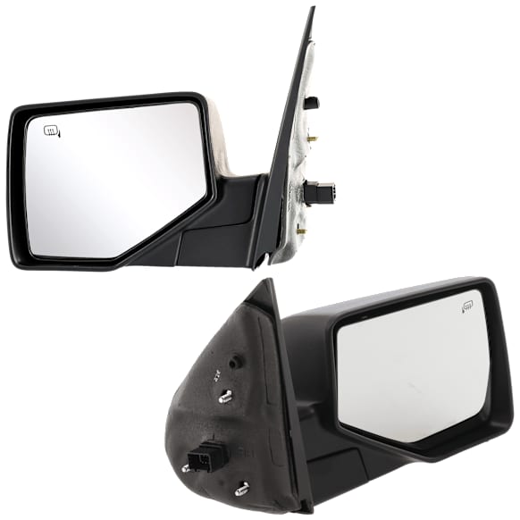 Driver and Passenger Side Mirrors, Power Adjust, Manual Folding, Heated, Textured Black, No Signal Light, No Memory, With Puddle Light, No Auto-Dimming, No Blind Spot Feature