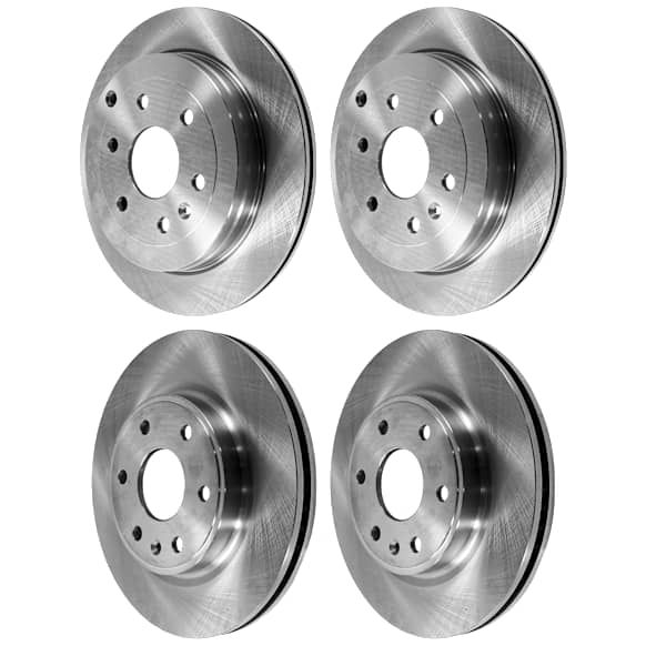 Front and Rear Brake Disc, 4-Wheel Set, Plain Surface, Vented, 6 Lugs