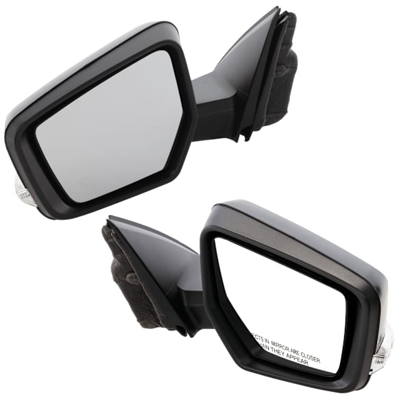 Driver and Passenger Side Mirrors, Power Adjust, Manual Folding, Heated, Paintable, In-housing Signal Light, With memory, With Puddle Light, No Auto-Dimming, No Blind Spot Feature