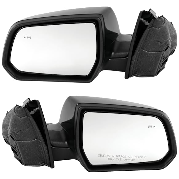 Driver and Passenger Side Mirror, Power Adjust, Heated, Manual Folding, Paintable, No Signal Light, No Memory, No Puddle Light, No Auto-Dim, With Blind Spot Detection in Glass