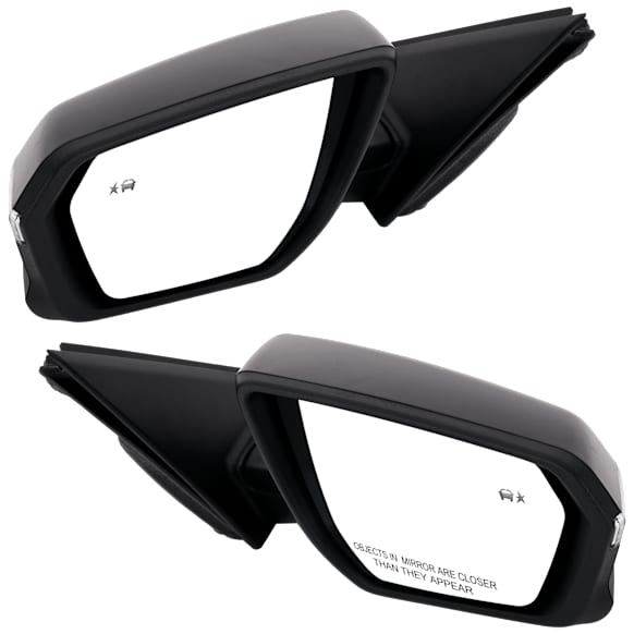 Driver and Passenger Side, Mirrors, Power Adjust, Heated, Manual Folding, Paintable, In-housing Signal Light, with Memory, No Puddle Light, No Auto-Dimming, with Blind Spot Glass