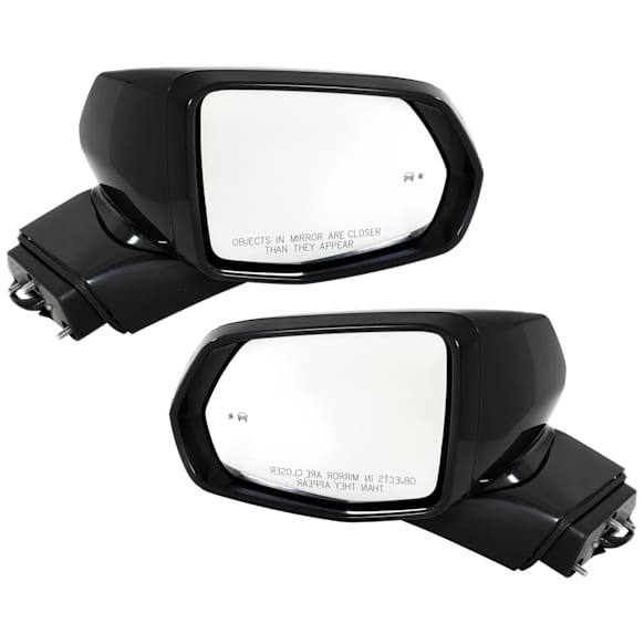 Driver and Passenger Side Mirrors, Power Adjust, Manual Folding, Heated, Paintable, In-Housing Signal Light, With Memory, No Puddle Light, No Auto-Dimming, With Blind Spot Detection in Glass