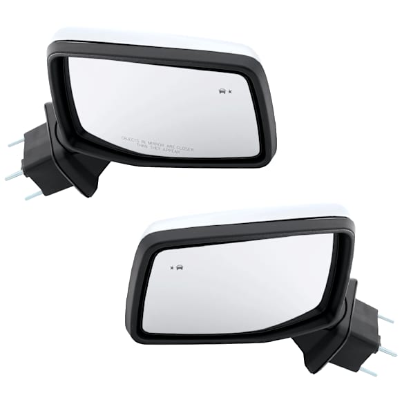 Driver and Passenger Side, Non-Towing, Mirrors, Power Adjust, Heated, Manual Folding, Chrome, In-housing Signal Light, with Blind Spot Detection in Glass, No Memory, Puddle Light and Auto-Dimming