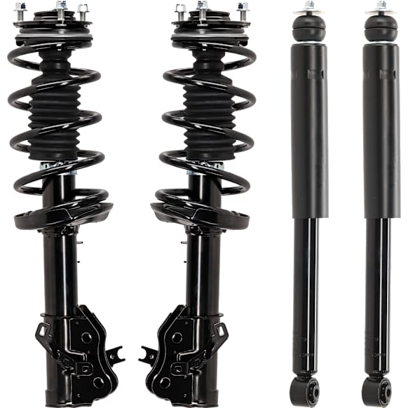 Front and Rear, Driver and Passenger Side Shock and Fully Loaded Strut, Sedan