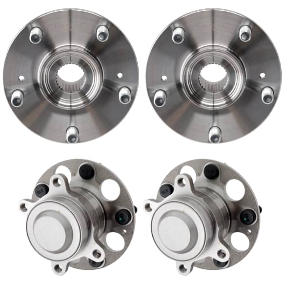 4-Wheel Set Front and Rear, Driver and Passenger Side Wheel Hubs, Front - Without Bearing; Rear - With Bearing