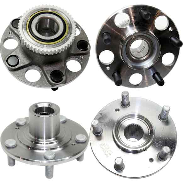4-Wheel Set Front and Rear, Driver and Passenger Side Wheel Hubs, Front - Without Bearing; Rear - With Bearing