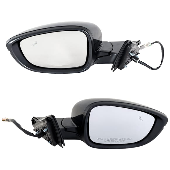 Driver and Passenger Side Mirror, Power Adjust, Heated, Manual Folding, Paintable, In-housing Signal Light, No Memory, No Puddle Light, No Auto-Dim, With Blind Spot Detection in Glass