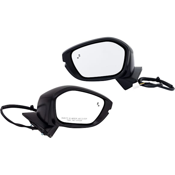 Driver and Passenger Side Mirror, Power Adjust, Heated, Manual Folding, Paintable, In-housing Signal Light, No Memory, No Puddle Light, No Auto-Dim, With Blind Spot Detection in Glass