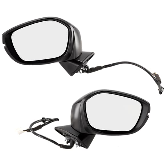 Hatchback Driver and Passenger Side Mirror, Power Adjust, Heated, Manual Folding, Paintable, In-housing Signal Light, No Memory, No Puddle Light, No Auto-Dim, No Blind Spot Feature