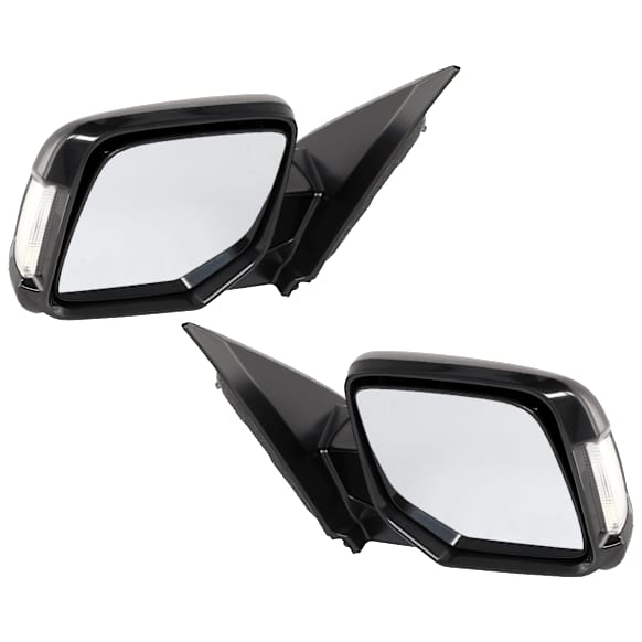 Driver and Passenger Side Mirrors, Power Adjust, Manual Folding, Heated, Paintable, In-housing Signal Light, With memory, No Puddle Light, No Auto-Dimming, No Blind Spot Feature