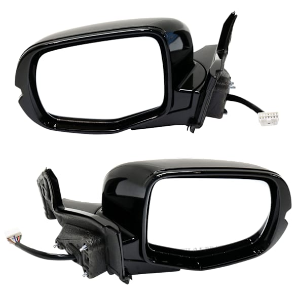 Driver and Passenger Side Mirror, Power Adjust, Heated, Manual Folding, Paintable, In-housing Signal Light, With Memory, No Puddle Light, No Auto-Dim, No Blind Spot Feature