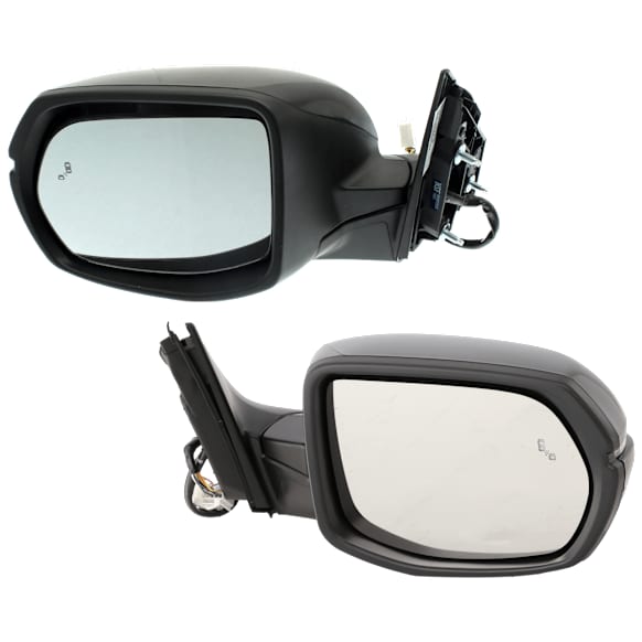 Driver and Passenger Side Mirror, Power Adjust, Heated, Manual Folding, Paintable, In-housing Signal Light, No Memory, No Puddle Light, No Auto-Dim, With Blind Spot Detection in Glass