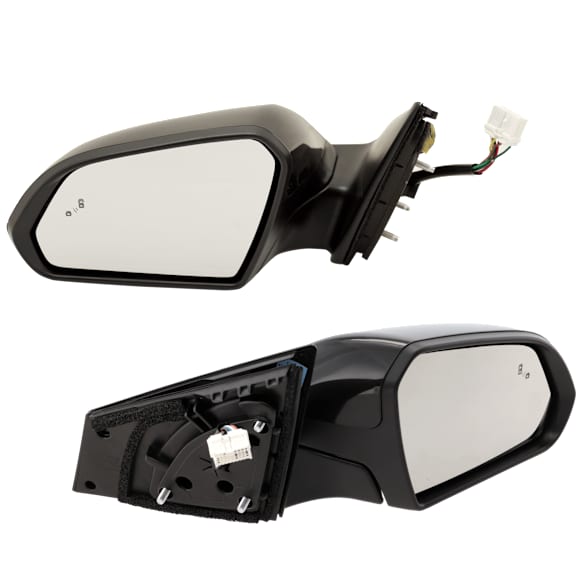 Driver and Passenger Side Mirror, Power Adjust, Heated, Manual Folding, Paintable, In-housing Signal Light, No Memory, No Puddle Light, No Auto-Dim, With Blind Spot Detection in Glass