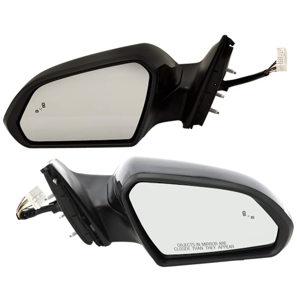 Driver and Passenger Side Mirror, Power Adjust, Heated, Manual Folding, Paintable, In-housing Signal Light, No Memory, No Puddle Light, No Auto-Dim, With Blind Spot Detection in Glass