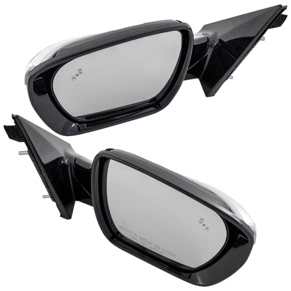 Driver and Passenger Side Mirror, Power Adjust, Heated, Manual Folding, Paintable, In-housing Signal Light, No Memory, No Puddle Light, No Auto-Dim, With Blind Spot Detection in Glass