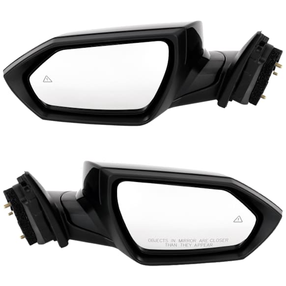 Driver and Passenger Side Mirror, Power Adjust, Heated, Manual Folding, Paintable, In-housing Signal Light, No Memory, No Puddle Light, No Auto-Dim, With Blind Spot Detection in Glass