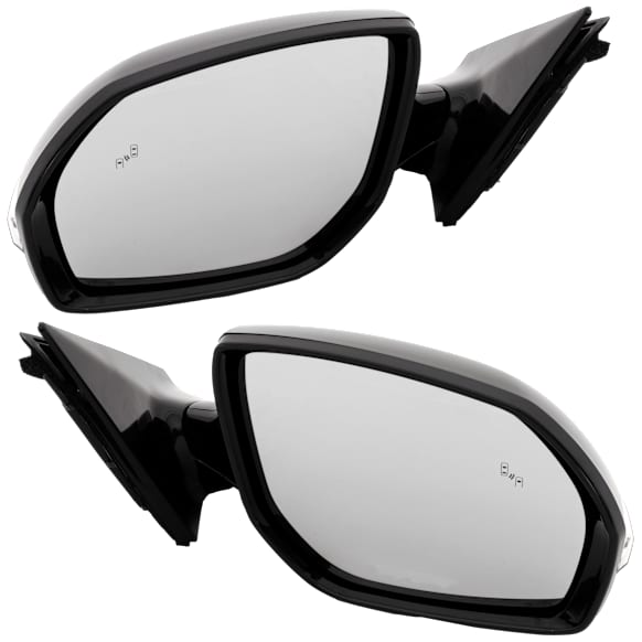 Driver and Passenger Side Mirror, Power Adjust, Heated, Manual Folding, Paintable, In-housing Signal Light, No Memory, No Puddle Light, No Auto-Dim, With Blind Spot Detection in Glass