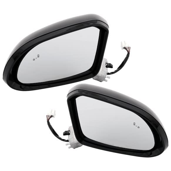 Driver and Passenger Side Mirror, Power Adjust, Heated, Manual Folding, Paintable, No Signal Light, No Memory, With Puddle Light, No Auto-Dim, With Blind Spot Detection in Glass