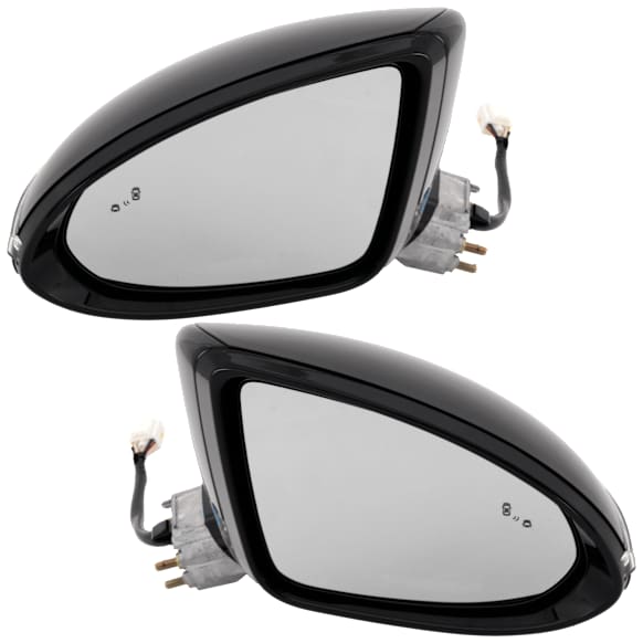 Driver and Passenger Side Mirror, Power Adjust, Heated, Manual Folding, Paintable, In-housing Signal Light, No Memory, No Puddle Light, No Auto-Dim, With Blind Spot Detection in Glass