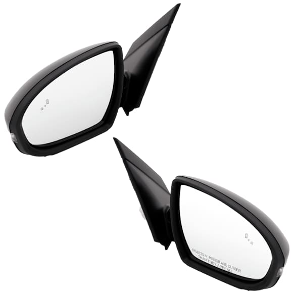 Driver and Passenger Side Mirror, Power Adjust, Heated, Manual Folding, Paintable, In-housing Signal Light, No Memory, No Puddle Light, No Auto-Dim, With Blind Spot Detection in Glass