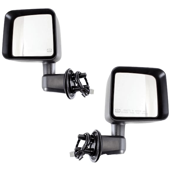 Driver and Passenger Side Mirrors, Power Adjust, Manual Folding, Heated, Textured Black, No Signal Light, No Memory, No Puddle Light, No Auto-Dimming, No Blind Spot Feature