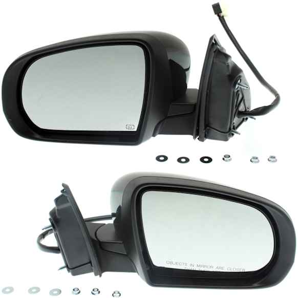 Driver and Passenger Side Mirror, Power Adjust, Heated, Manual Folding, Paintable, In-housing Signal Light, No Memory, With Puddle Light, No Auto-Dim, No Blind Spot Feature