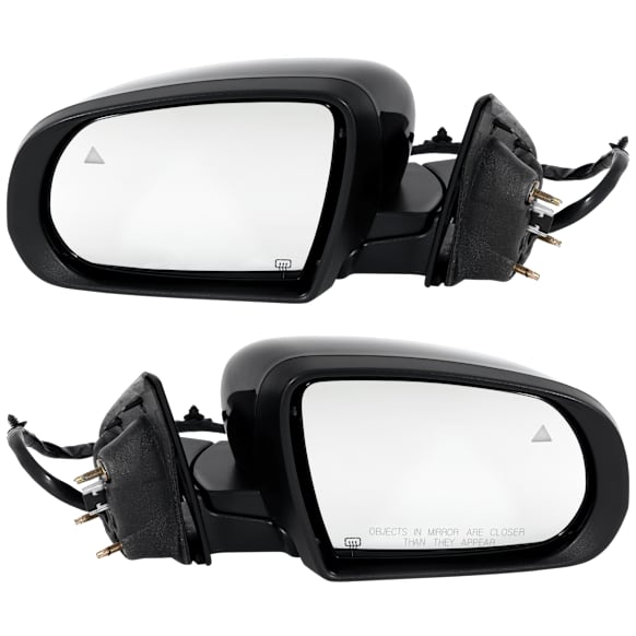Driver and Passenger Side Mirror, Power Adjust, Heated, Manual Folding, Paintable, In-housing Signal Light, No Memory, No Puddle Light, No Auto-Dim, With Blind Spot Detection in Glass