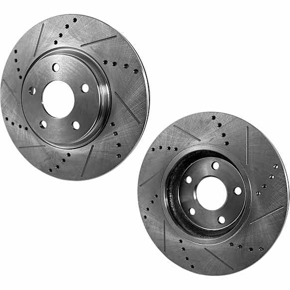 Front Brake Disc, Natural Finish, Cross-drilled and Slotted, Vented, 5 Lugs, 300 mm