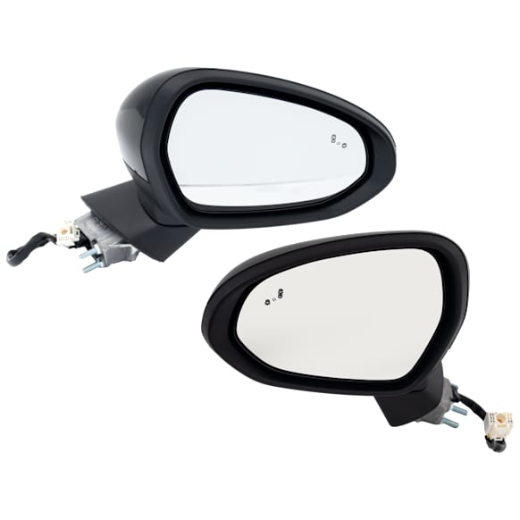 Driver and Passenger Side Mirror, Power Adjust, Manual Folding, Heated, Paintable, No Signal Light, No Memory, No Puddle Light, No Auto-Dimming, With Blind Spot Detection in Glass