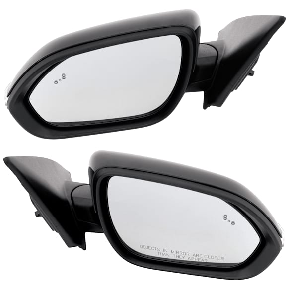 Driver and Passenger Side Mirrors, Power Adjust, Manual Folding, Heated, Paintable, In-housing Signal Light, No Memory, No Puddle Light, No Auto-Dimming, With Blind Spot Detection in Glass