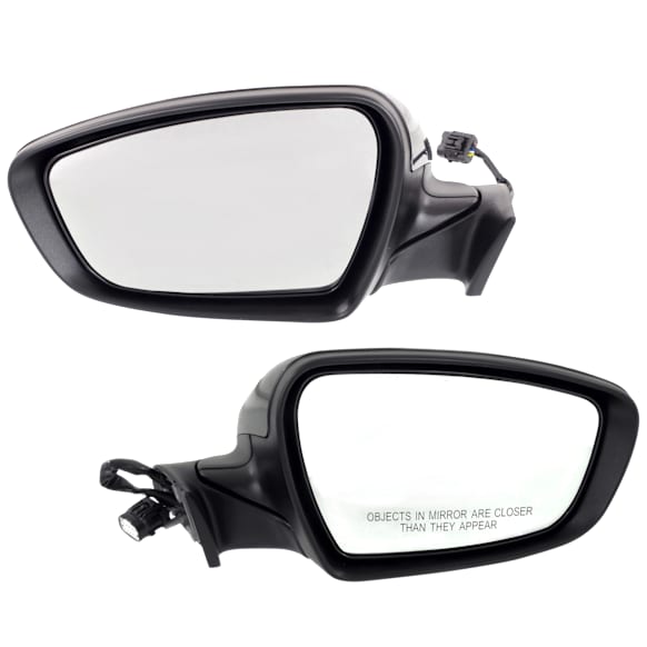 2014-2016 Kia Forte5 - Driver and Passenger Side Mirrors, Power Adjust, Power Folding, Heated, Paintable, In-housing Signal Light, No Memory, No Puddle Light, No Auto-Dimming, No Blind Spot Feature, Sedan
