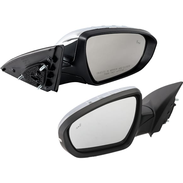 Driver and Passenger Side Mirrors, Power Adjust, Power Folding, Heated, Chrome, In-housing Signal Light, No Memory, No Puddle Light, No Auto-Dimming, With Blind Spot Detection in Glass