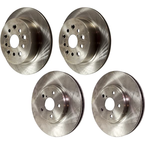 Front and Rear Brake Disc, 4-Wheel Set, Plain Surface, Vented, 5 Lugs