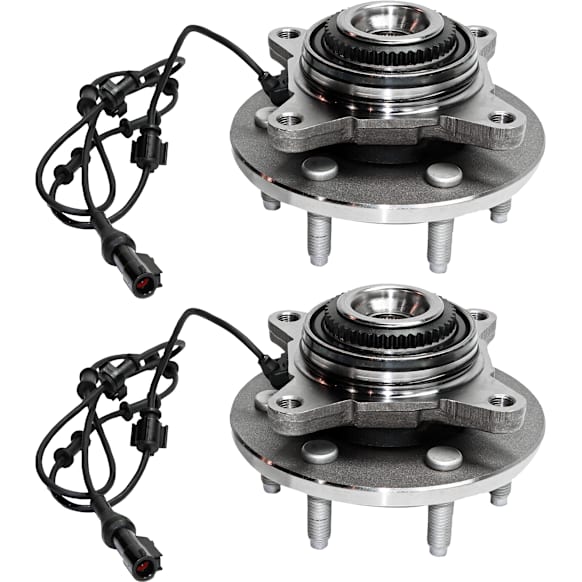 Front, Driver and Passenger Side Wheel Hub, 6 Lugs, With Bearing, With Sensor, 4WD